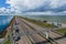 Afsluitdijk, Netherlands - April 28, 2017: Road on Afsluitdijk d