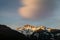 Afterglow of evening sun in tirol alps at winter