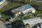 Aftermath of natural disaster in southern Florida. Badly damaged mobile homes after hurricane Ian swept through