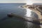 Afternoon aerial of Malibu Pier and Lagoon