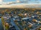 Afternoon fall, autumn aerial drone photo of the Hamlet of Lyons New York, USA.