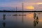 In the afternoon on a flooded field in Tinh Bien