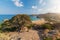 Afternoon foto of aerial view on Vai palm beach in Crete island