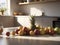 Afternoon Glow: A Welcoming Kitchen Vignette with Giaca Fruit in the Foreground