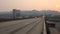 Afternoon Haze and air pollution on Ross Island Bridge in Portland Oregon due to forest wildfires at Sunset 1080p