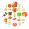 Afternoon snack icons set, cartoon style