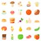 Afternoon snack icons set, cartoon style