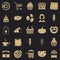 Afternoon snack icons set, simple style