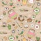 Afternoon tea seamless background pattern
