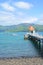 Afternoon view of Akaroa town in New Zealand.