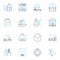 Afterthought linear icons set. Regret, Hindsight, Reflection, Remorse, Diligence, Reassessment, Revision line vector and