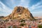 Afyonkarahisar city cityscape with Afyon castle on the rock, Turkey