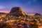 Afyonkarahisar city cityscape with Afyon castle on the rock, Turkey