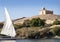 Aga Khan`s Mausoleum on banks of the River Nile at Aswan in Egypt