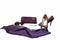 Against a white background, purple women`s items, women`s clutch