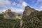 Agando rock. Los roques in Garajonay national park at La Gomera. Canary Islands.