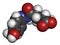 Agaritine mushroom toxin molecule. 3D rendering. Atoms are represented as spheres with conventional color coding: hydrogen white.