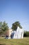 Agassiz Ice steel Iceberg sculpture in Assiniboine Park in Winnipeg, Canada on a sunny day