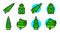 Agava aloe vera green color icons set