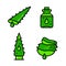 Agava aloe vera green color icons set