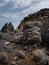 Agde Cape`s rocky coastline landscape.