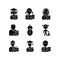 Age and gender differences black glyph icons set on white space