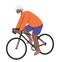 aged afro american man with gray hair rides a bicycle. Illustration on the theme of active recreation of pensioners