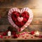 Aged Allure: Valentine's Day Festive Arrangement on Old Wooden Table