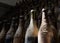Aged bottles of wine in cellar