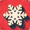 Aged Christmas snowflake card with halftone shadow