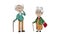 Aged grey haired couple isolated on white background in 4k video.