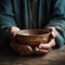 Aged hands cradle empty bowl, depicting the poignant concept of hunger and poverty