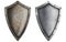 Aged metal shield set isolated