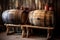 aged oak barrels filled with homemade brandy