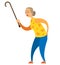 Aged Person with Stick, Pensioner and Wand Vector