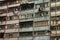 Aged slum units on high rise apartments in central Hong Kong