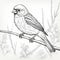 Aged Style Sketch Vector Of Birds On Branch