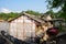 Aged tile-roofed houses in sunny spring morning at Qingyan town