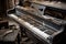 aged and worn piano keys on a vintage grand piano