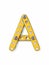 Aged yellow constructor font Letter A 3D