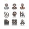 Ageing Society icons set