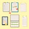 Agenda list vector business paper clipboard in flat style self-adhesive checklist notes schedule calendar planner