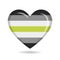 Agender pride flag in heart shape vector illustration