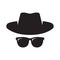 Agent icon. Spy sunglasses. Hat and glasses