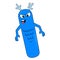 Aggressive angry long body blue monster, doodle icon image kawaii