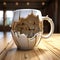 Aggressive Digital Illustration: 3d Printed Coffee Mug With Cracked Wood Design