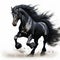 Aggressive Digital Illustration Of A Black Horse Running