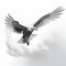 Aggressive Digital Illustration: Dynamic Seagull Flying In Gray