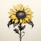Aggressive Digital Illustration Of A Sunflower