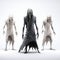 Aggressive Digital Illustration: Three Ghost Figure Props On White Background